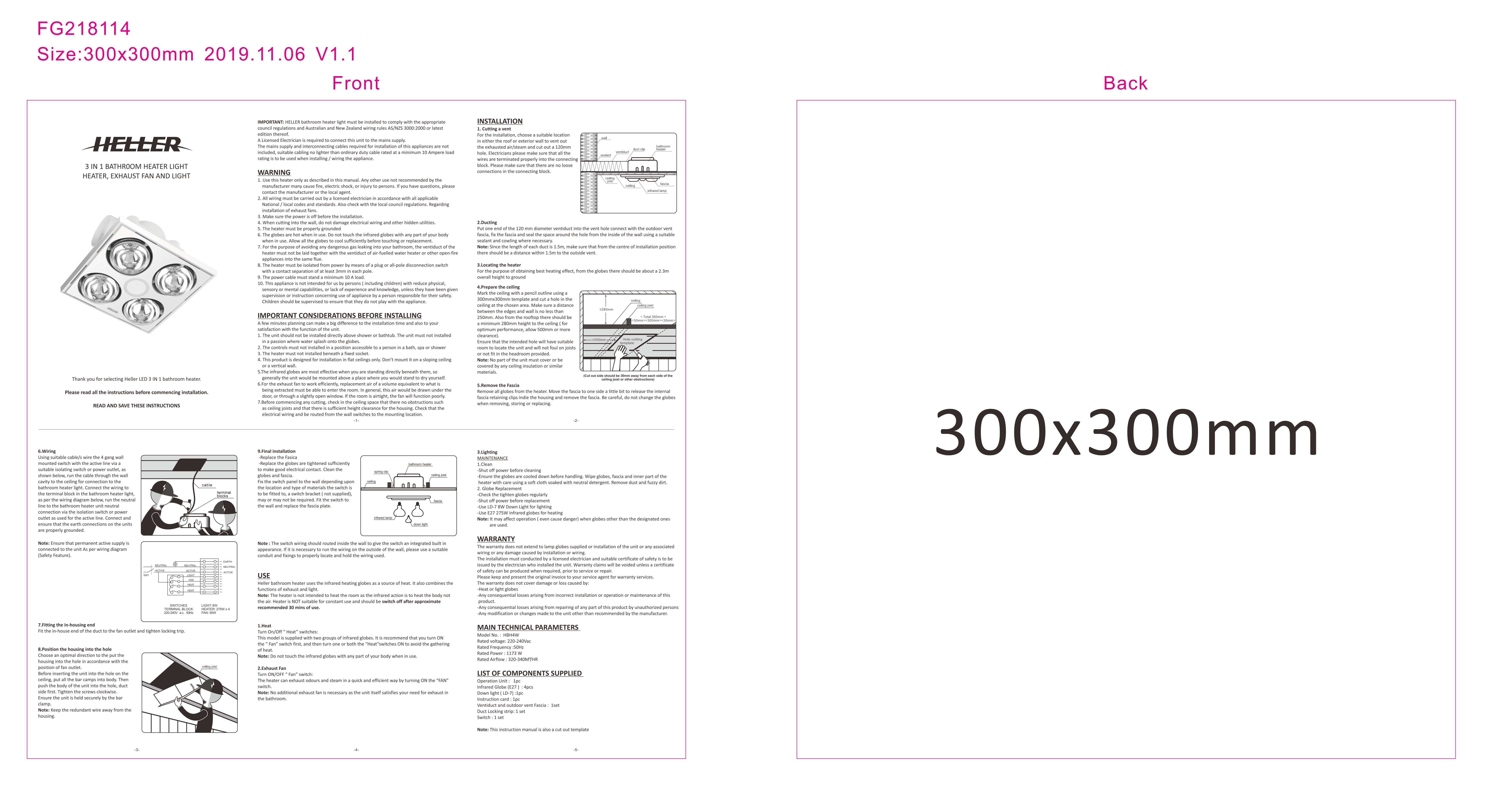 Heller 3 in 1 Bathroom Heater with LED Light | GAF Control